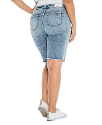 Slink Jeans Plus Frayed Hem Bermuda Shorts