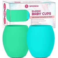 Sperric Toddler Silicone Cup Training - Open Led Weaning 2 Pack of No Spill Sippy Cups Soft & Gentle on Gums Bpa Free