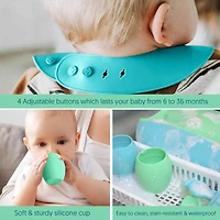 Sperric Toddler Silicone Feeding Set Led Weaning Utensils, Silicone Bibs Feeding Cups Smooth Waterproof Material For Practical Eating