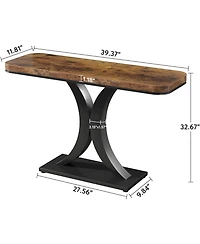 Tribesigns Modern Gold Console Table, 40 inch Narrow Entryway Foyer Table with Geometric Base, Rustic Hallway Accent for Living Room, Entrance