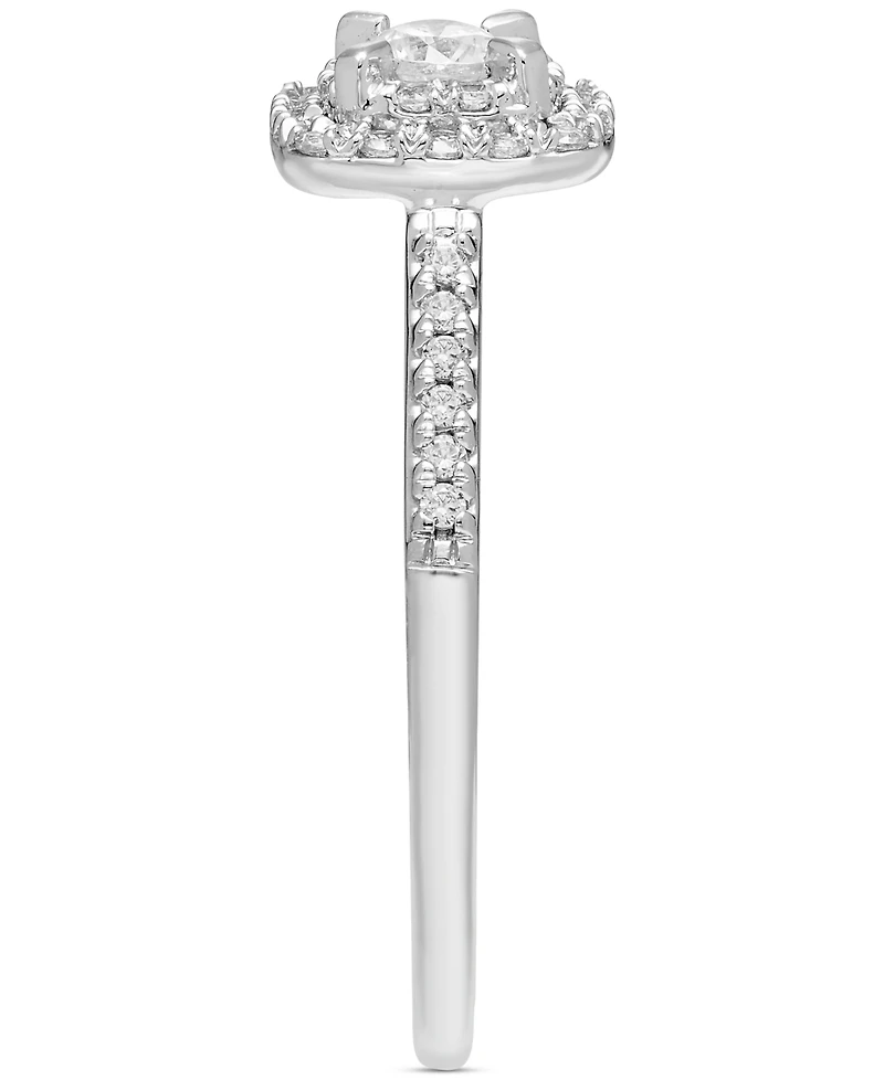 Diamond Double Halo Engagement Ring (3/8 ct. t.w.) in 14k White Gold