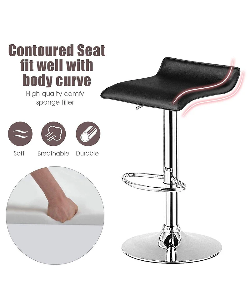Sugift Set of 2 Modern Design Adjustable Pu Leather Backless Bar Stools