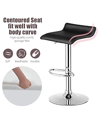 Sugift Set of 2 Modern Design Adjustable Pu Leather Backless Bar Stools