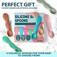 Sperric Silicone Baby Spoons First Stage Infant Feeding Spoon for Led Weaning Bpa Lead Phthalate and Plastic Free, Great Gift Set Multicolor 6 Pa