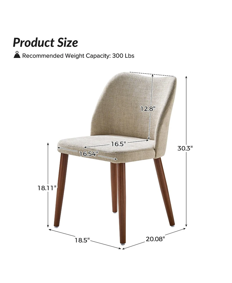 Hulala Home Melisa Dining Chair with Solid Wooden Legs,Set of 2