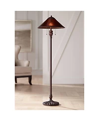 Regency Hill Capistrano Rustic Mission Floor Lamp Standing 57 1/2" Tall Bronze Metal Natural Mica Cone Shade for Living Room Bedroom Office House