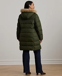 Lauren Ralph Lauren Plus Size Faux-Fur-Trim Hooded Puffer Coat