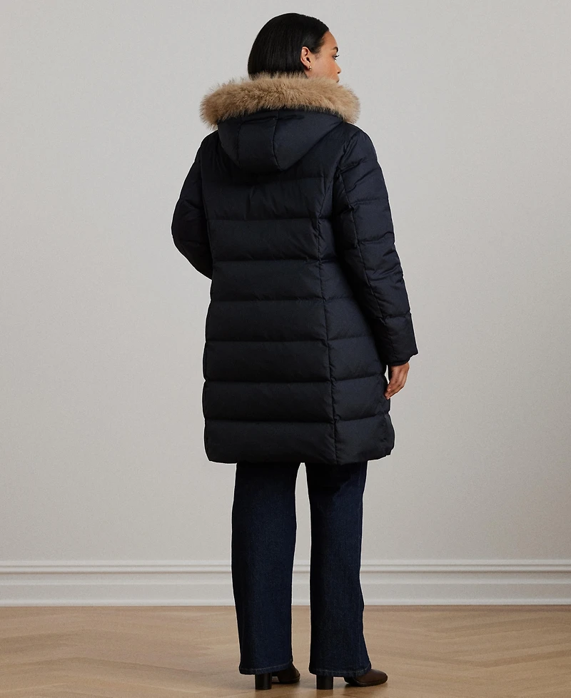 Lauren Ralph Plus Faux-Fur-Trim Hooded Puffer Coat