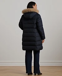Lauren Ralph Plus Faux-Fur-Trim Hooded Puffer Coat