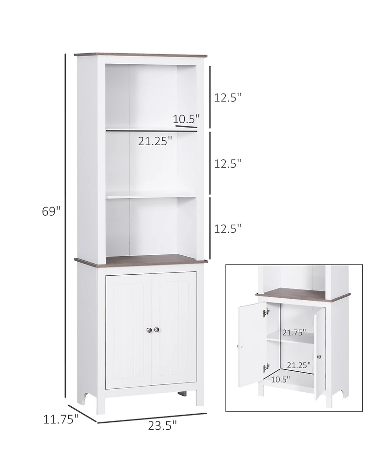 69” Wooden Tall Free Sding Sd Alone Bathroom Linen Tower Storage Cabinet