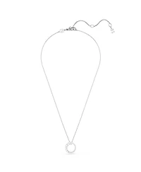 Swarovski Matrix Pendant, Crystal Pearl, Round Cut, White, Rhodium Plated Necklace