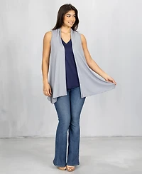 24seven Comfort Apparel Draped Open Front Sleeveless Cardigan Vest