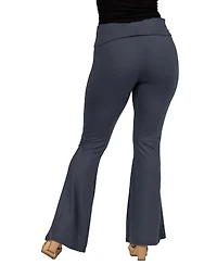 24seven Comfort Apparel Black Bell Bottom Foldover Waist Sweatpants