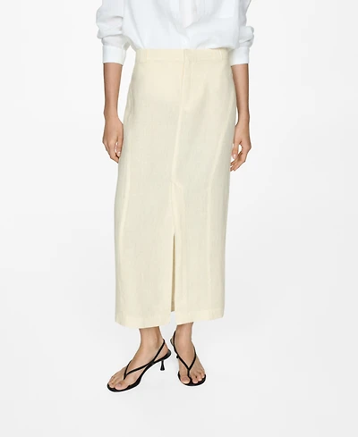 Mango Women's Slit Detail Linen Skirt
