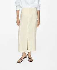 Mango Women's Slit Detail Linen Skirt