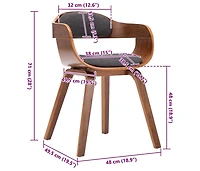Dining Chair Dark Gray Fabric and Bentwood
