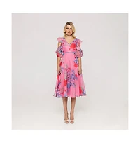 Nissa Women's Ruffled Organza Midi Dress