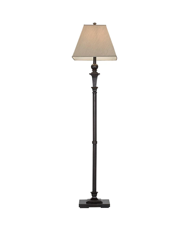 Regency Hill Traditional Floor Lamp 59" Tall Italian Bronze Taupe Faux Silk Square Hardback Shade for Living Room Reading Bedroom Office