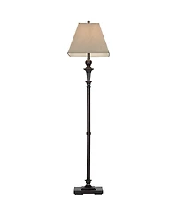 Regency Hill Traditional Floor Lamp 59" Tall Italian Bronze Taupe Faux Silk Square Hardback Shade for Living Room Reading Bedroom Office