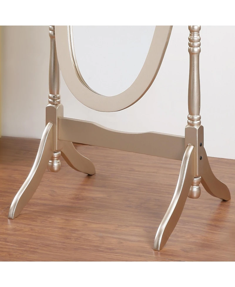 Streamdale Traditional Queen Anna Style Wood Floor Cheval Mirror, Gold Finish