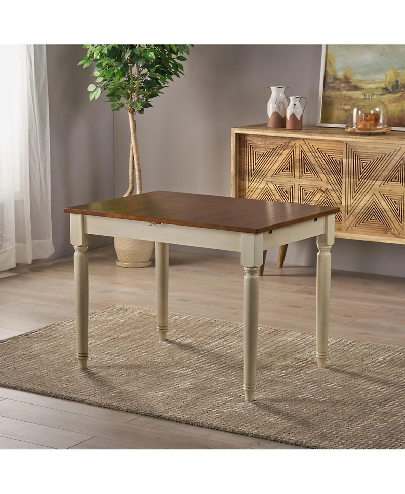 Streamdale Clearwater Rectangular Sliding Table, Dark Oak/Cream, 29.5