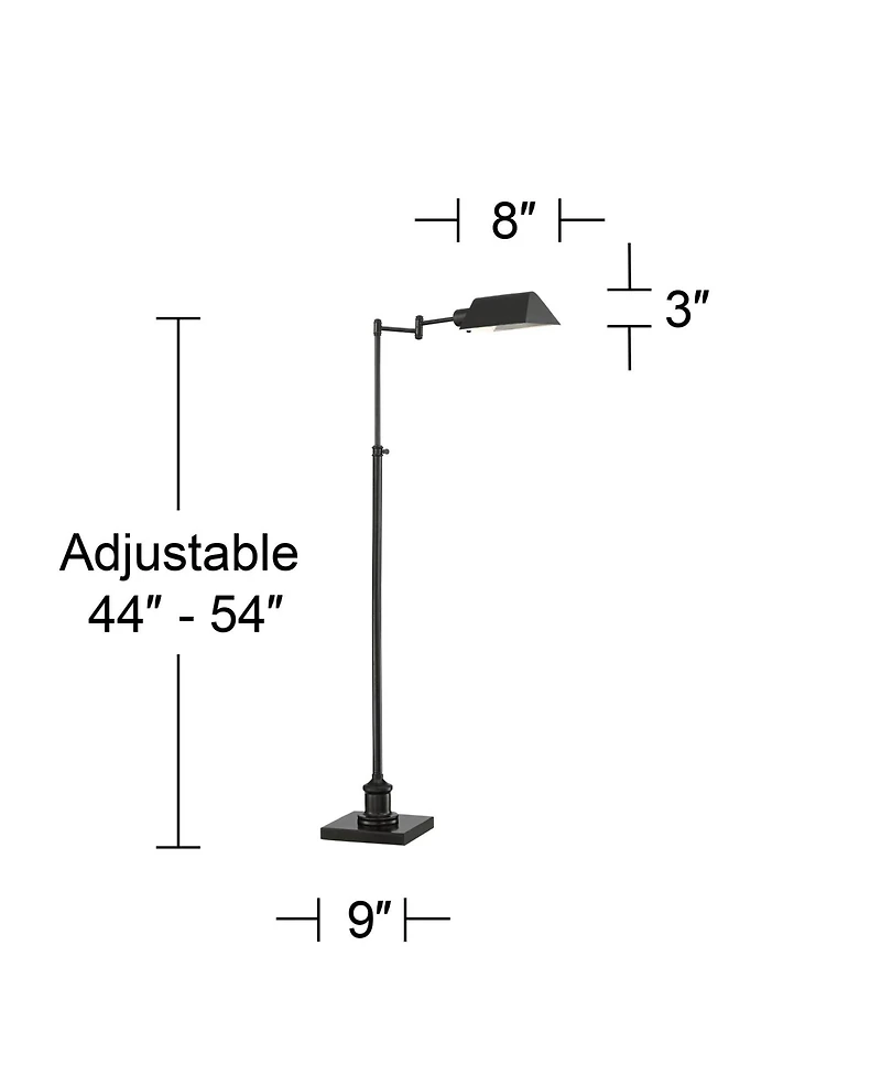 Regency Hill Industrial Adjustable Swing Arm Pharmacy Floor Lamp with Usb Charging Port 54" Tall Dark Bronze Living Room Reading