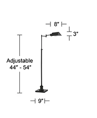 Regency Hill Industrial Adjustable Swing Arm Pharmacy Floor Lamp with Usb Charging Port 54" Tall Dark Bronze Living Room Reading