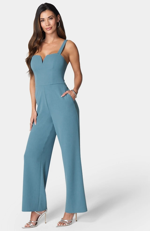 Wide Leg Jumpsuit Dillards Blue Jumpsuit Sleeveless Bcbg Romper