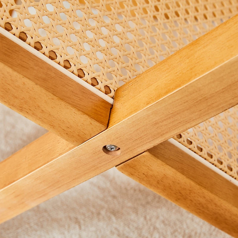 Streamdale Furniture Retro Chinese Solid Wood Round Imitation Rattan Table Desk