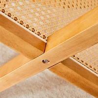 Streamdale Furniture Retro Chinese Solid Wood Round Imitation Rattan Table Desk