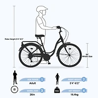 Streamdale 7 Speed, Steel Frame, Multiple Colors 26 Inch Ladies bicycle
