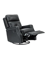 Hulala Home Beatriz 28.74" Wide Genuine Leather Swivel Rocker Recliner