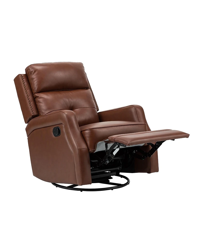 Hulala Home Beatriz 28.74" Wide Genuine Leather Swivel Rocker Recliner