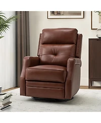 Hulala Home Beatriz 28.74" Wide Genuine Leather Swivel Rocker Recliner
