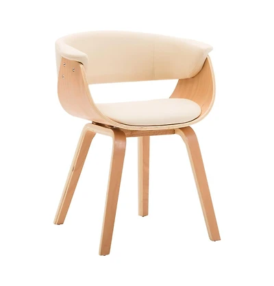 Dining Chair Cream Bent Wood and Faux Leather