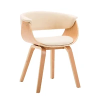 Dining Chair Cream Bent Wood and Faux Leather