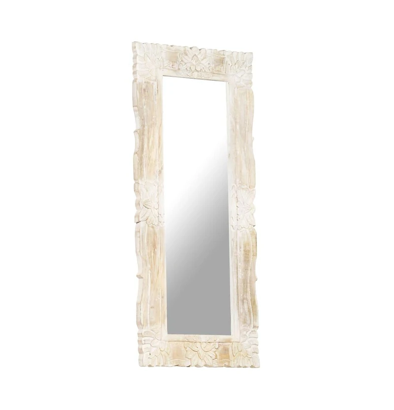 vidaXL Mirror White 43.3"x19.7" Solid Mango Wood