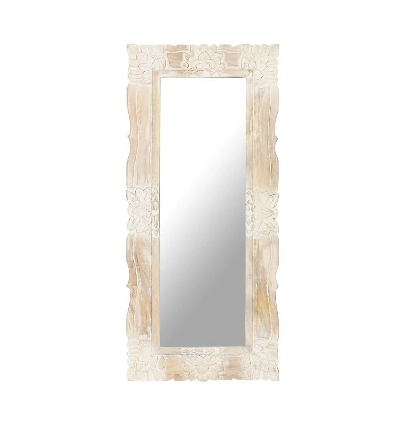 vidaXL Mirror White 43.3"x19.7" Solid Mango Wood