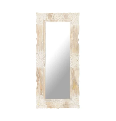 vidaXL Mirror White 43.3"x19.7" Solid Mango Wood