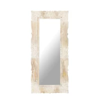 vidaXL Mirror White 43.3"x19.7" Solid Mango Wood