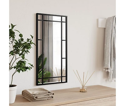 vidaXL Wall Mirror Black 11.8"x23.6" Rectangle Iron