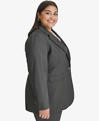 Calvin Klein Plus Pinstriped One-Button Jacket