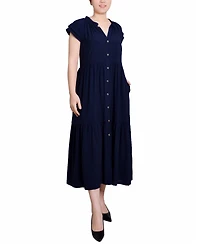 Ny Collection Short Sleeve Slubbed Midi Dress