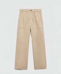 Mango Women's Elastic Waist Cotton Pants