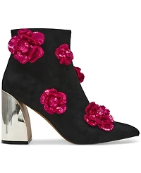 Betsey Johnson Women's Finlee Rosette Flare-Heel Dress Booties