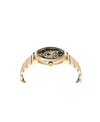 Plein Sport Men's Iron Tiger 3 Hand Quartz Ip Yellow Gold Bracelet 44mm
