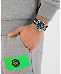 Plein Sport Men's Rampage 3 Hand Date Quartz Black Silicone Strap 44mm