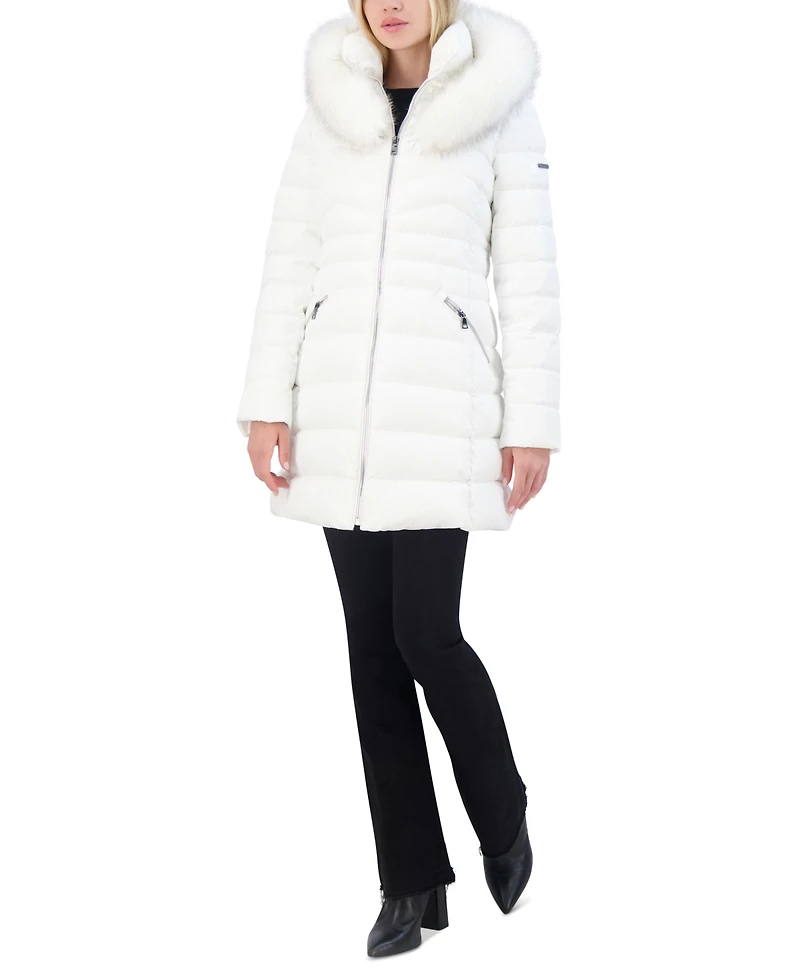 Laundry By Shelli Segal Women's Faux-Fur-Trim Hooded Puffer Coat