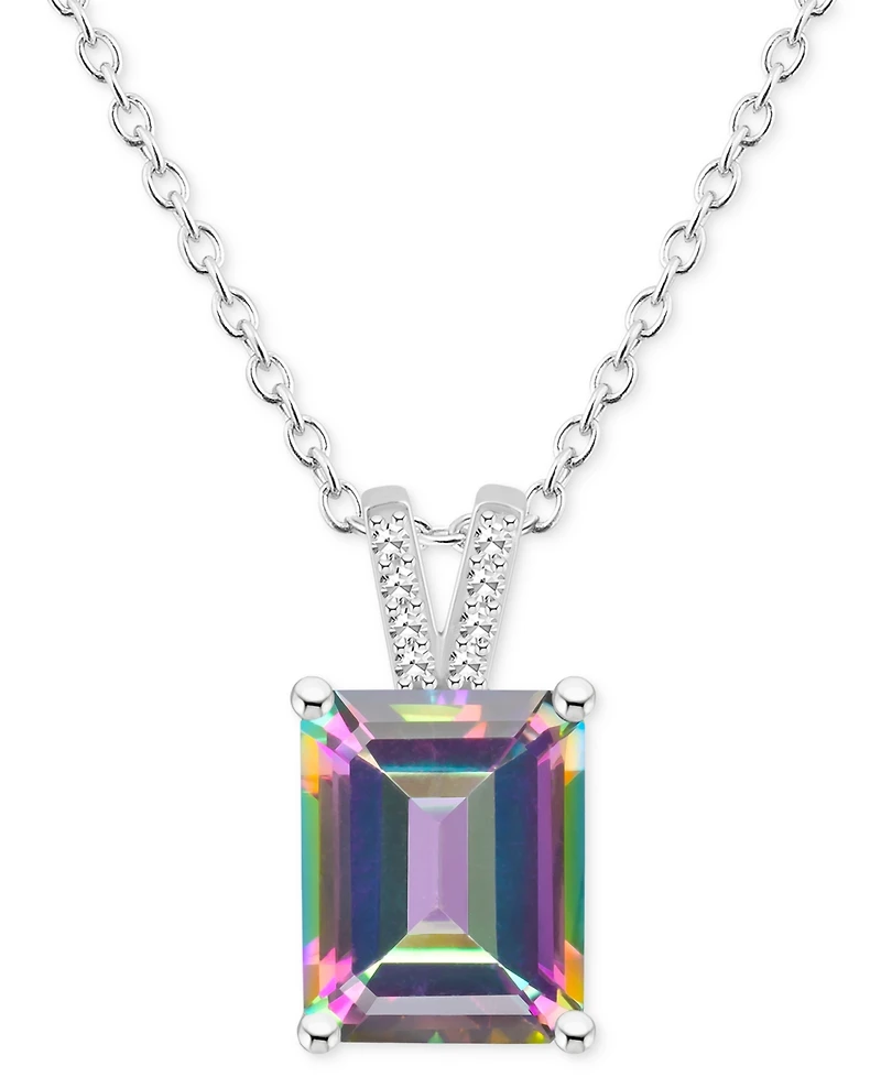 Mystic Topaz (4-1/4 ct. t.w.) & Diamond Accent Emerald-Cut 18" Pendant Necklace Sterling Silver (Also Pink Topaz)