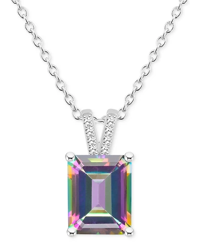 Mystic Topaz (4-1/4 ct. t.w.) & Diamond Accent Emerald-Cut 18" Pendant Necklace Sterling Silver (Also Pink Topaz)